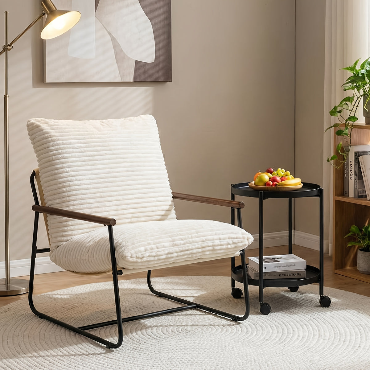 armchair wood armrests oversized corduroy lazy - Temu