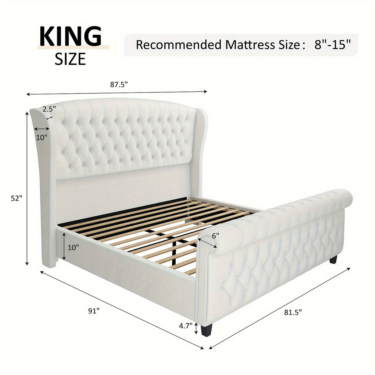 velvet upholstered platform bed frame sleigh design curved - Temu