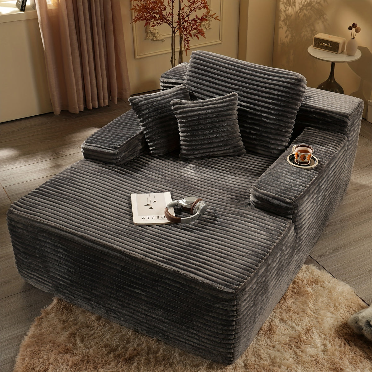 67 oversized boneless lounge chaise corduroy plush fabric - Temu