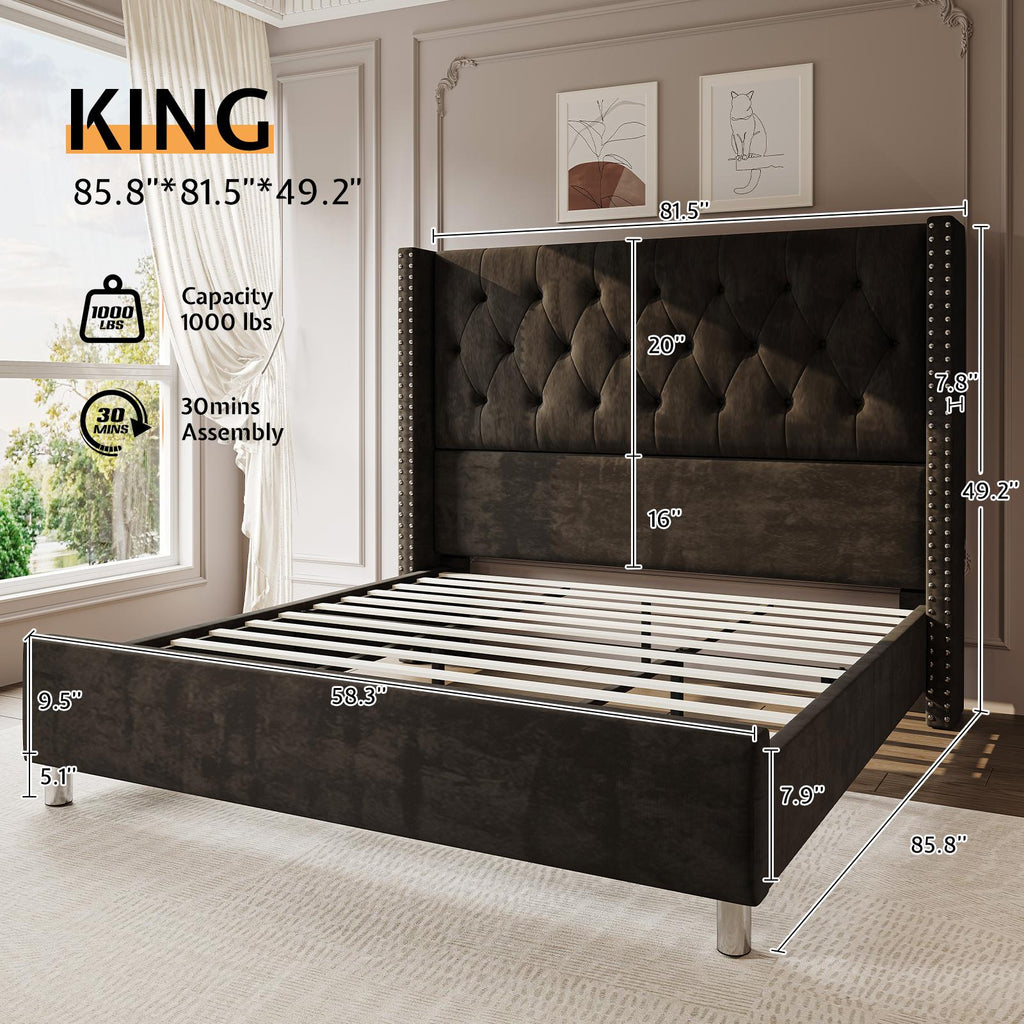 50 wingback bed frame plush beige white - Temu