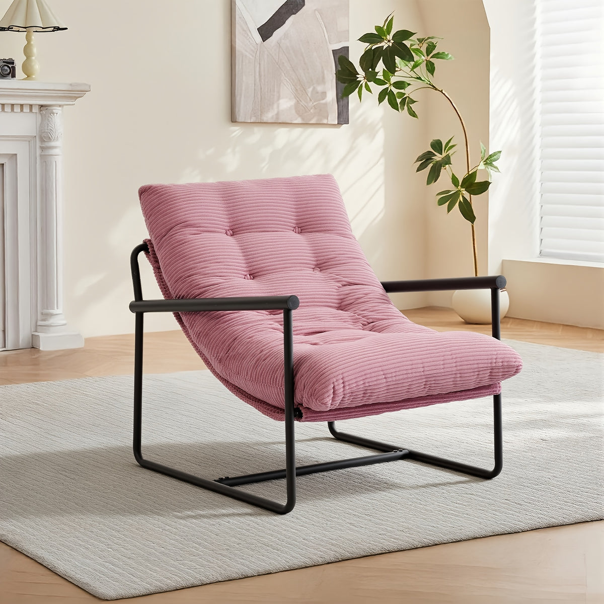 oversized corduroy accent lounge chair tufted thick padded - Temu