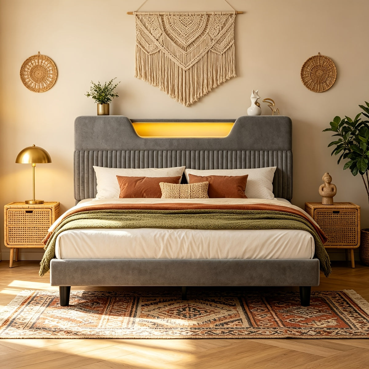block hollow velvet bed frame led - Temu