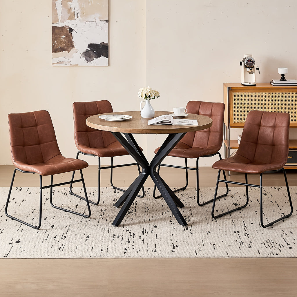 39 modern round 5pcs dining set natural wood grain - Temu
