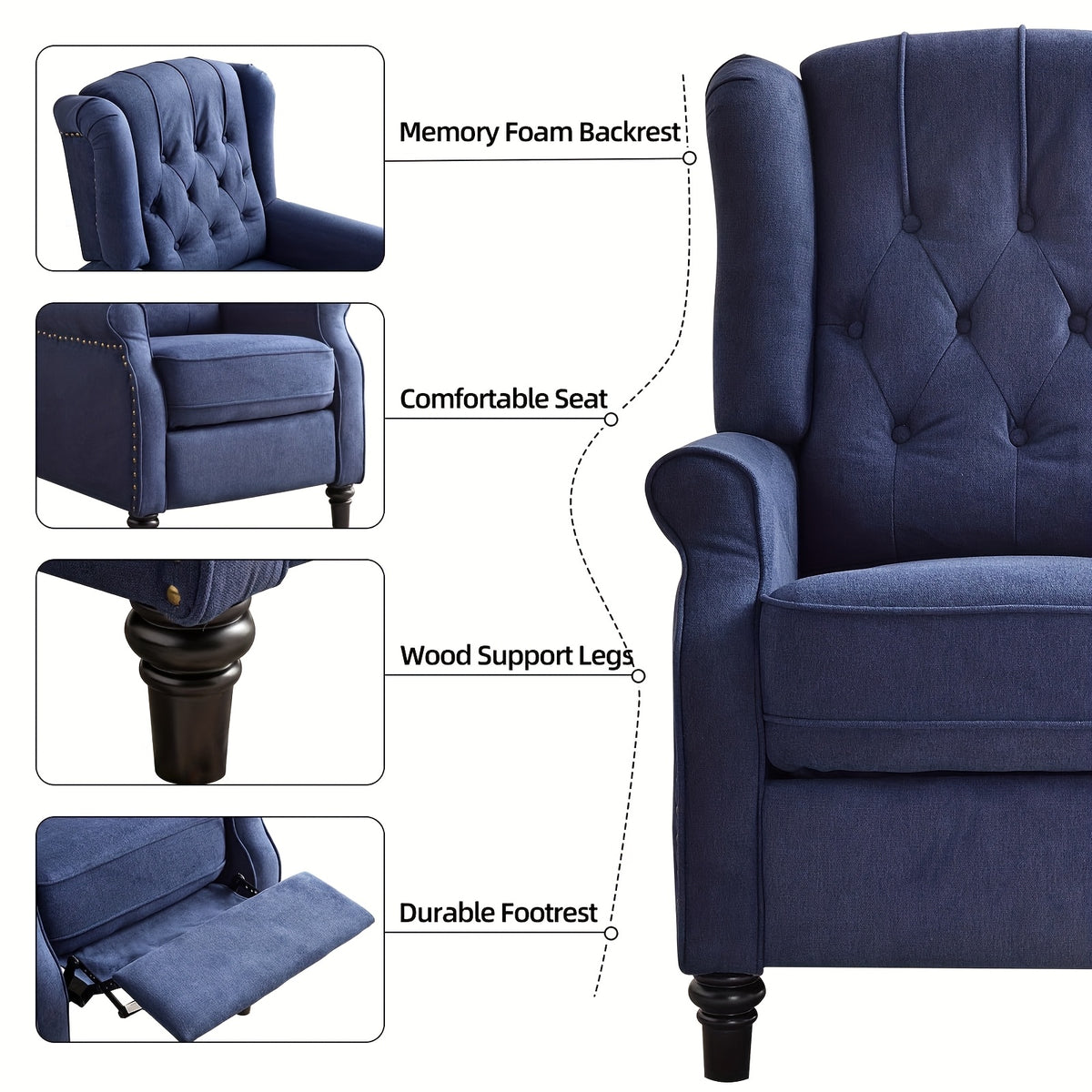 recliner chair fabric armchair push back recliner - Temu