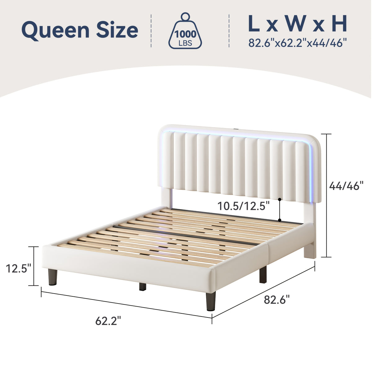 mraeer bed frame led lighting charging station full queen - Temu