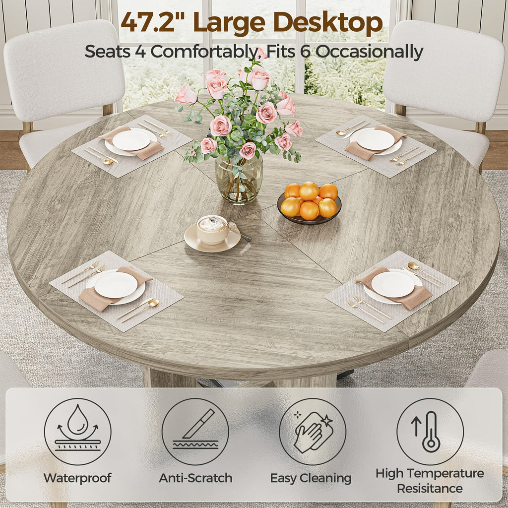 round dining table 6 wooden kitchen table pedestal base 47 - Temu