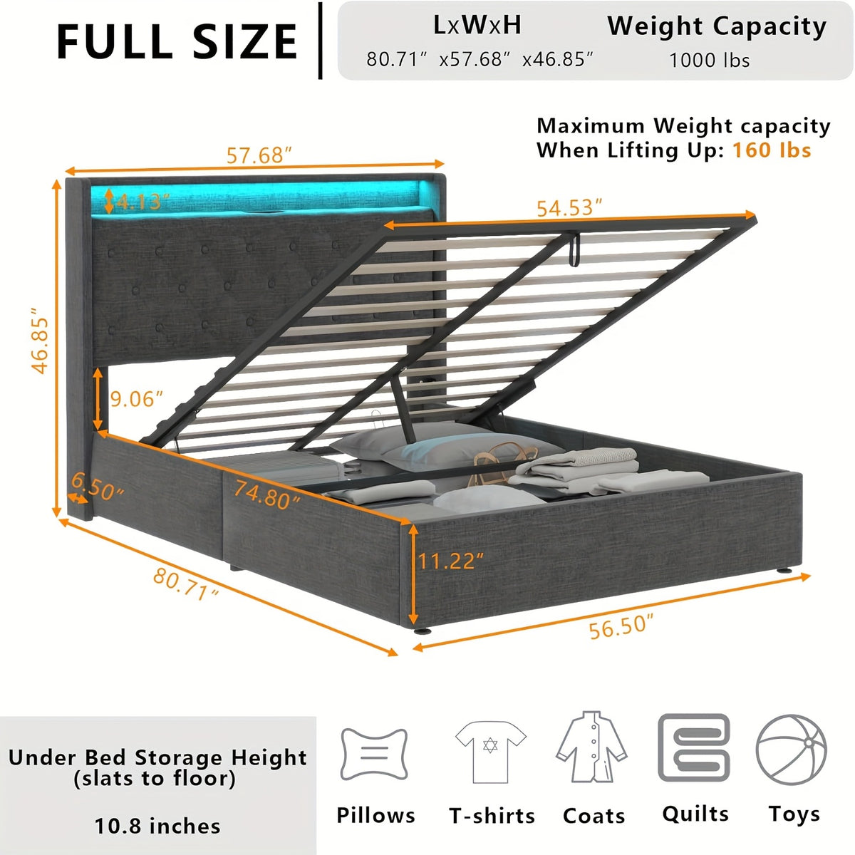 hydraulic lift upholstered bed frame   bed - Temu