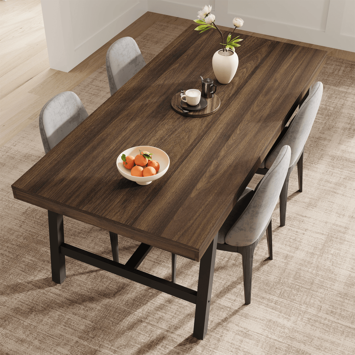 71 inch brown industrial dining table large rustic wooden - Temu