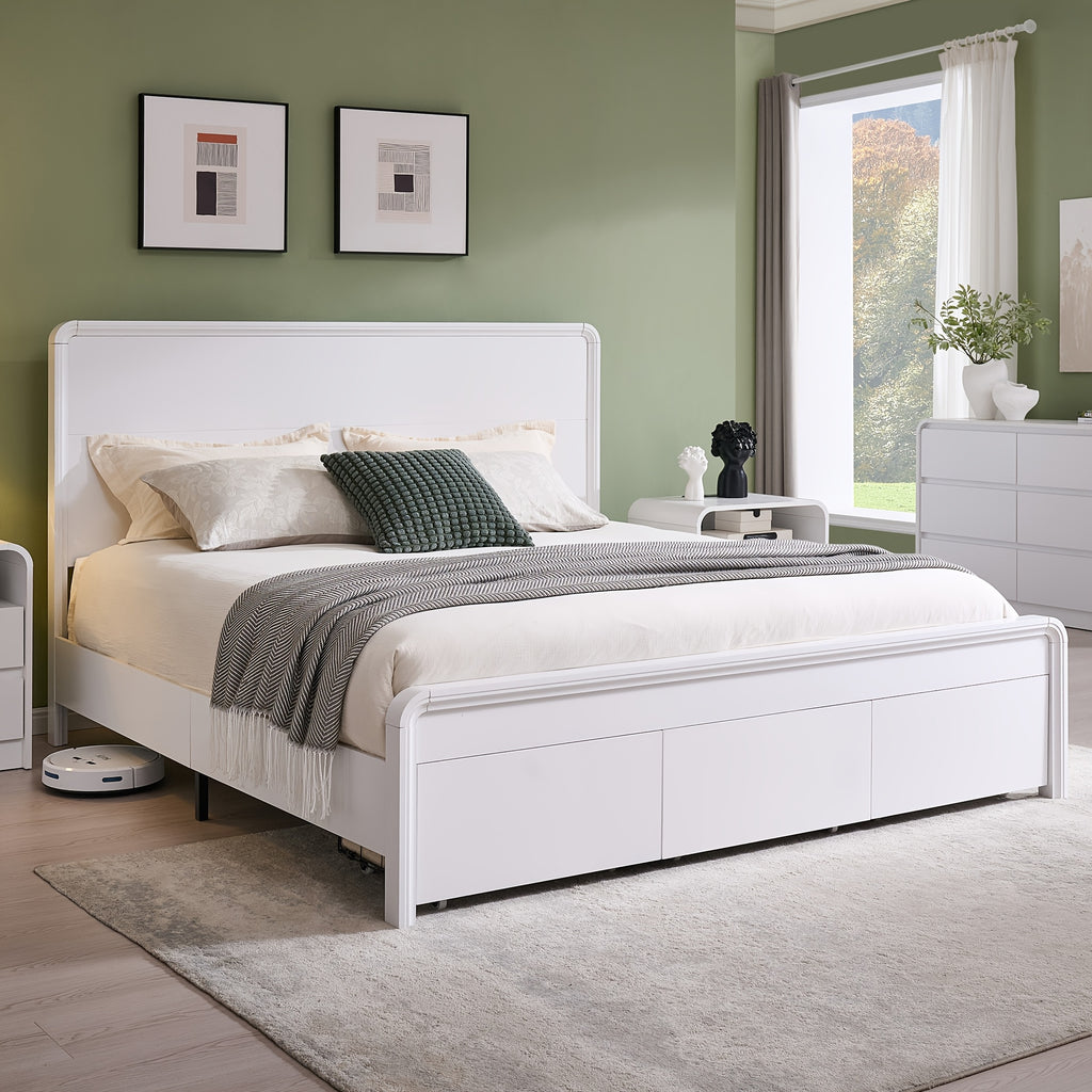 modern king size bed frame 50 tall headboard wood platform - Temu