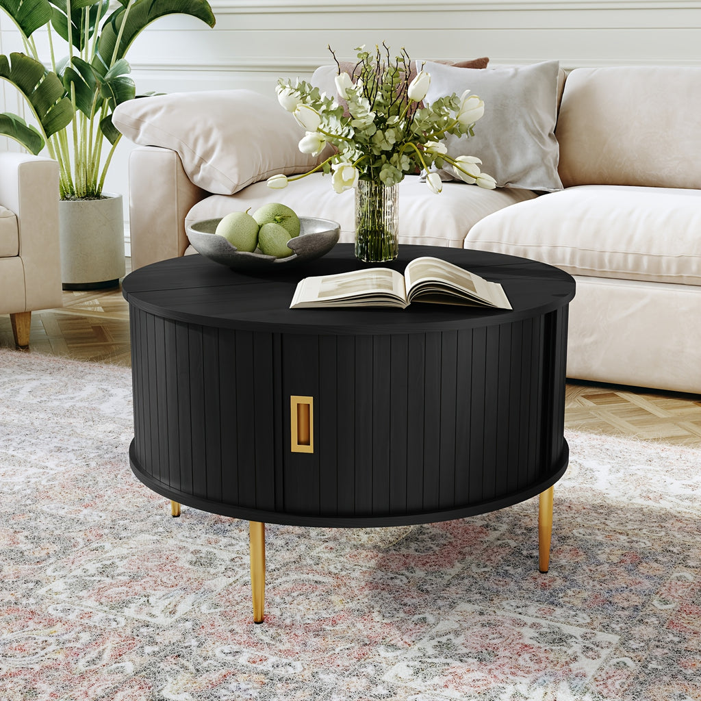 31 7 coffee table curved sliding door round coffee table - Temu