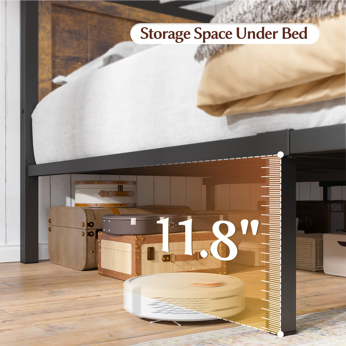 full queen king size bed frame headboard storage 2 drawers - Temu