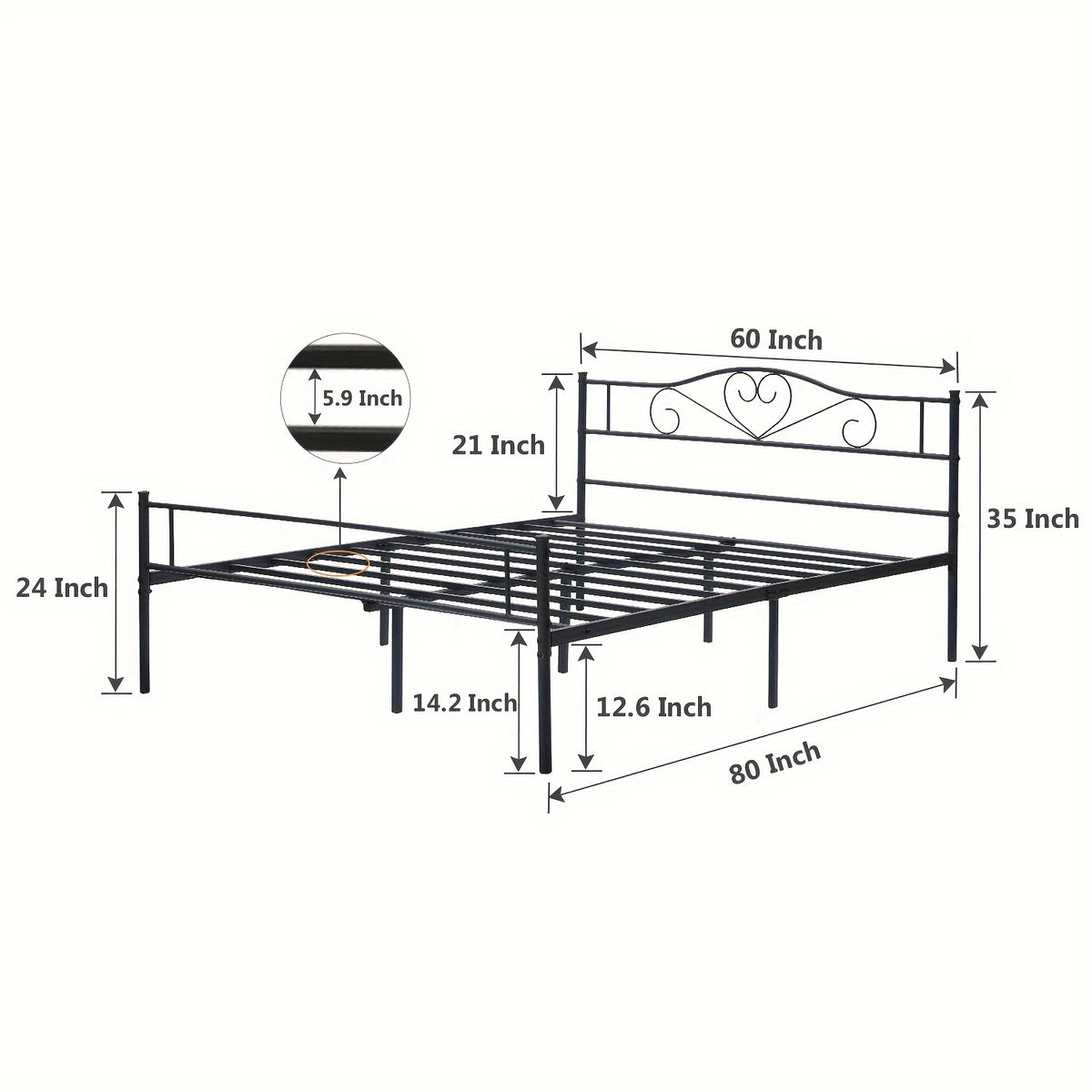 metal bed frame head   boards steel slats mattress - Temu