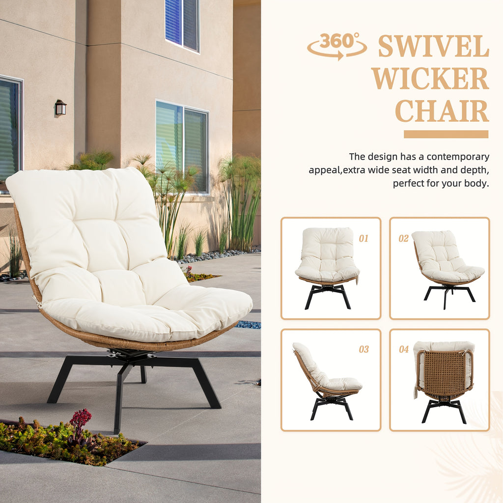 outdoor pe rattan swivel chair 360 degree wicker swivel - Temu