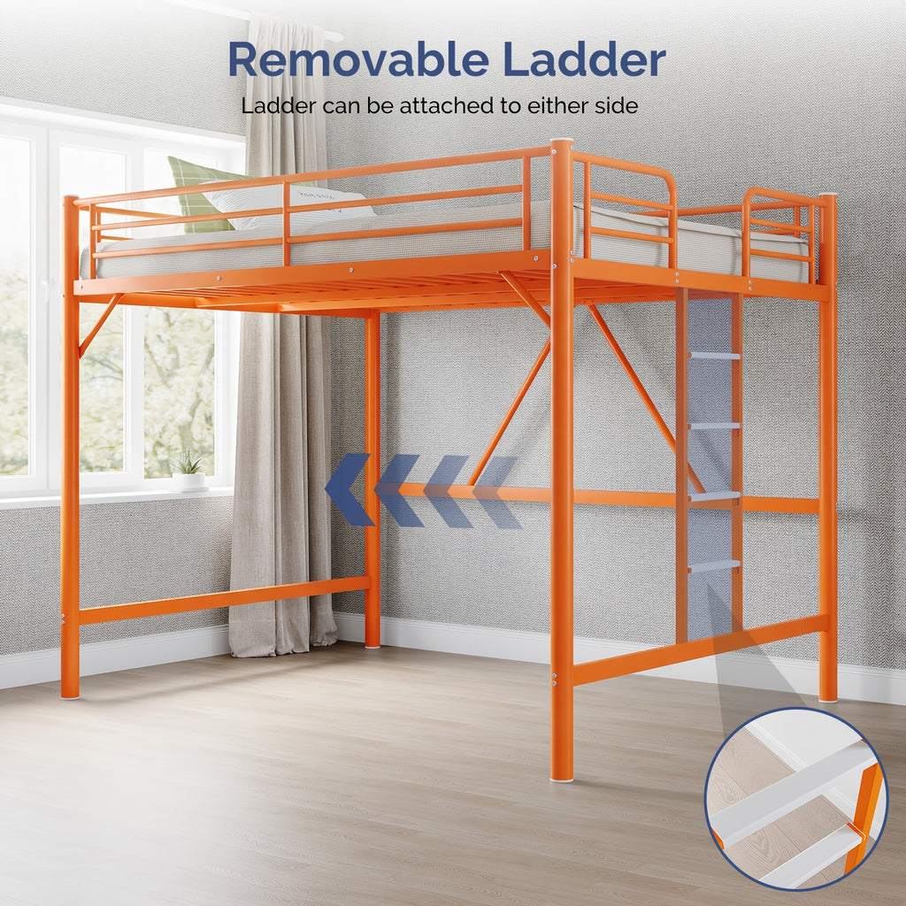 queen loft bed frame flat rungs   spring required heavy - Temu