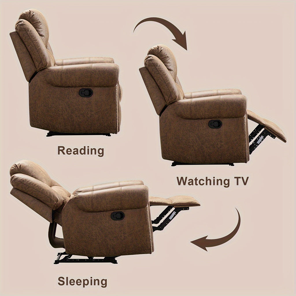 faux leather recliner chair classic traditional manual - Temu