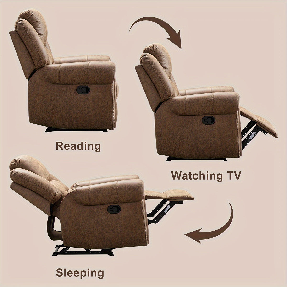 faux leather recliner chair classic traditional manual - Temu