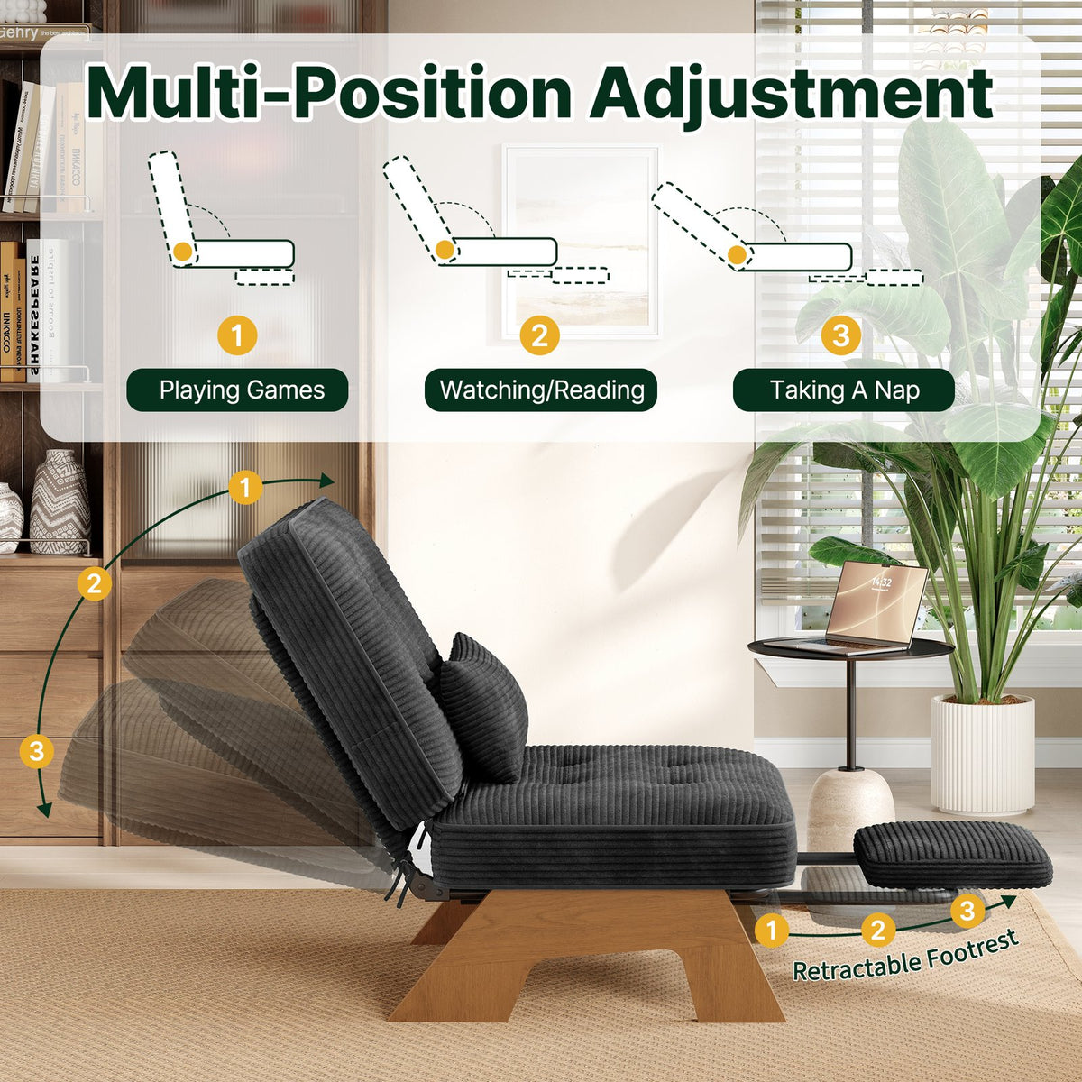 modern accent chair   lounge chair 3 level adjustable - Temu