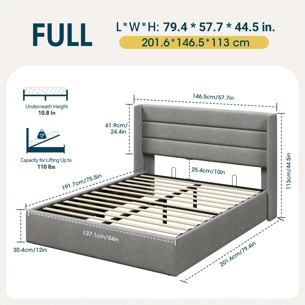 lift storage bed modern wingback upholstered - Temu