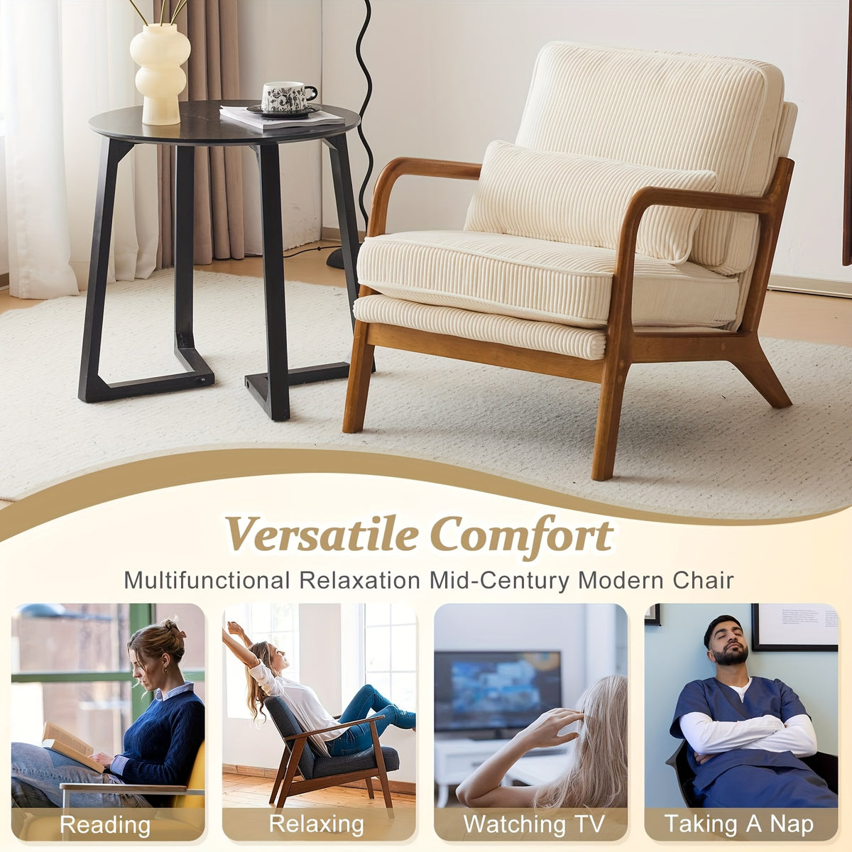 corduroy accent chair   century - Temu