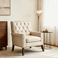 button tufted faux leather accent chair   century modern - Temu