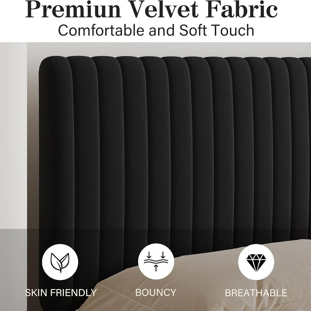 twin full queen king size bed frame velvet upholstered - Temu