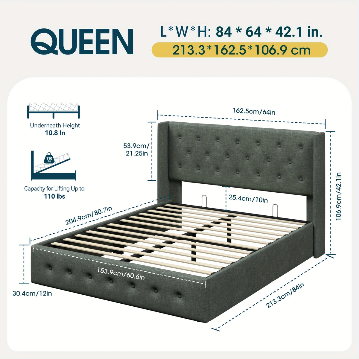 lift storage bed modern wingback upholstered - Temu