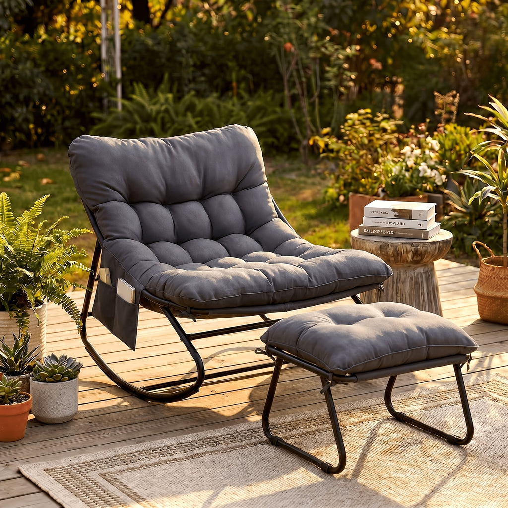 outdoor papasan rocking chair lounge chair cushion sturdy - Temu