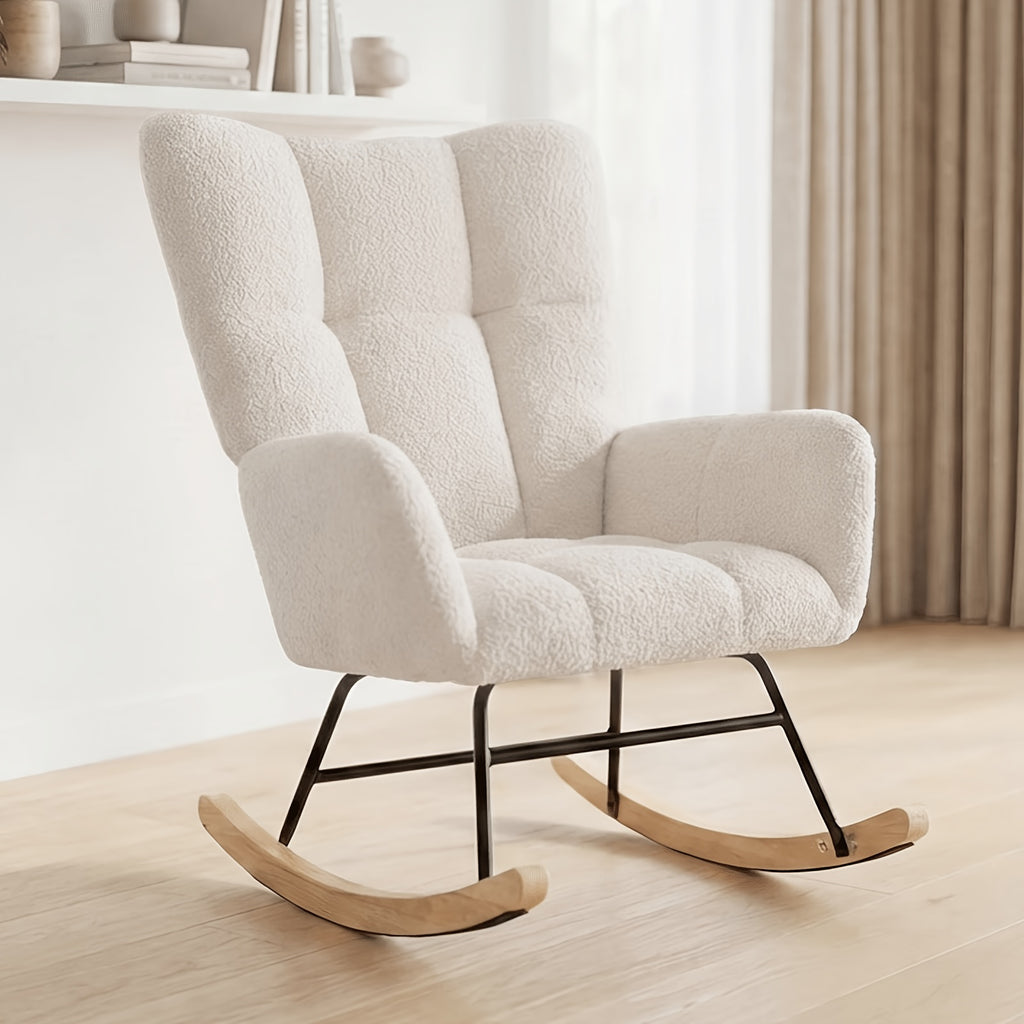 teddy upholstered rocking chair comfy glider rocker high - Temu