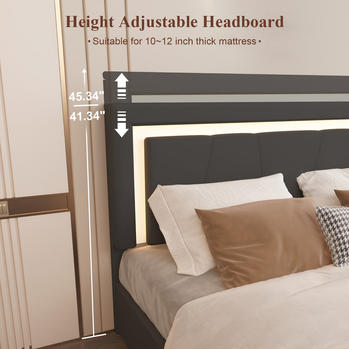 black bed frame 4   drawers led lights adjustable - Temu