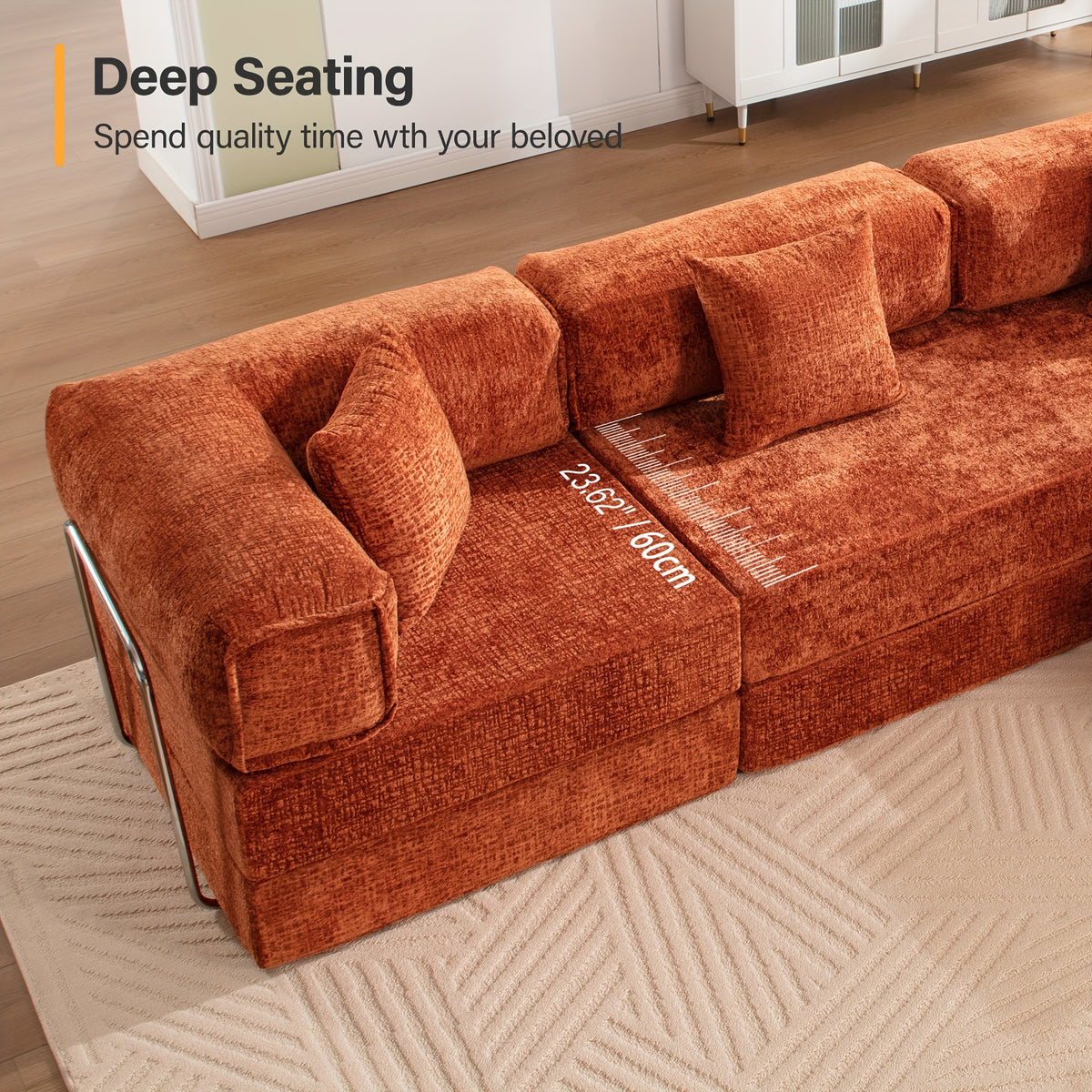 chenille oversized sleeper sofa couch, 170 inches extra long convertible 3-4 person pull-out sofa bed, sectional convertible corner sofa, combination spliced block sofa side table - furniture - Temu