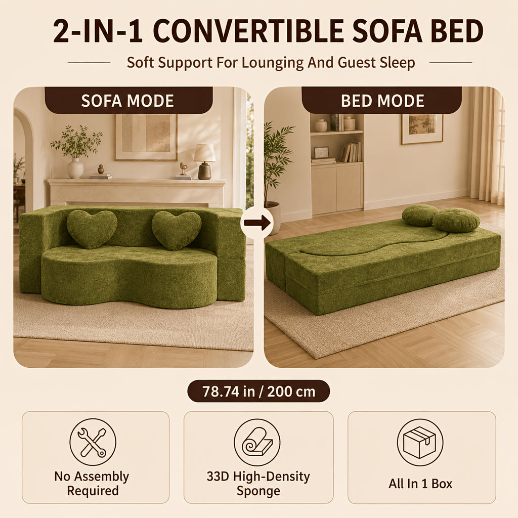 modern 2 in 1 convertible loveseat sofa bed curved sleeper - Temu