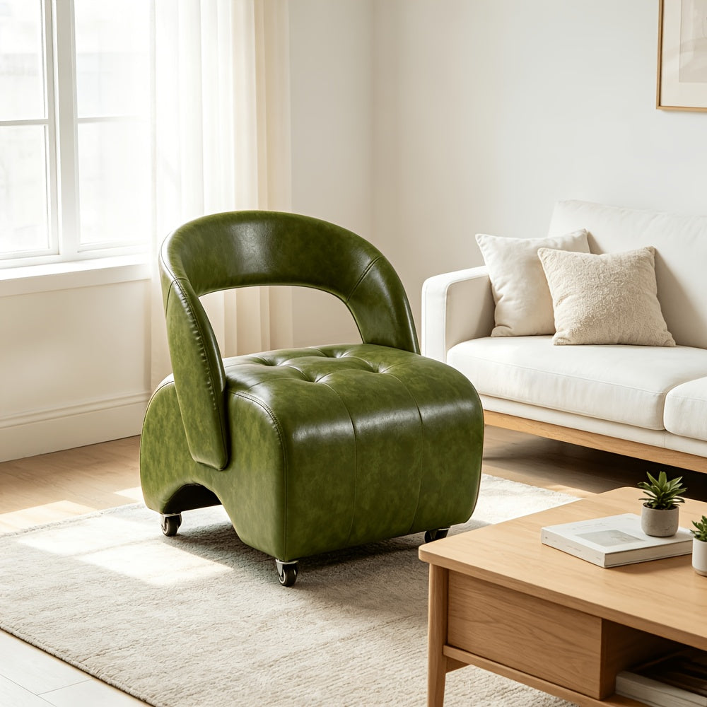 mobile universal wheel leather living room single chair home - Temu