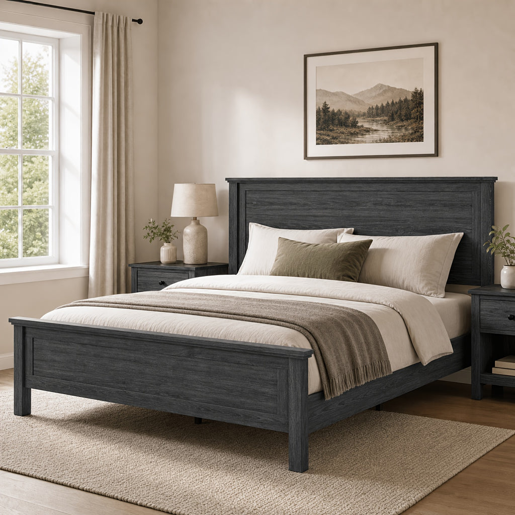 full queen king size farmhouse platform bed frame - Temu
