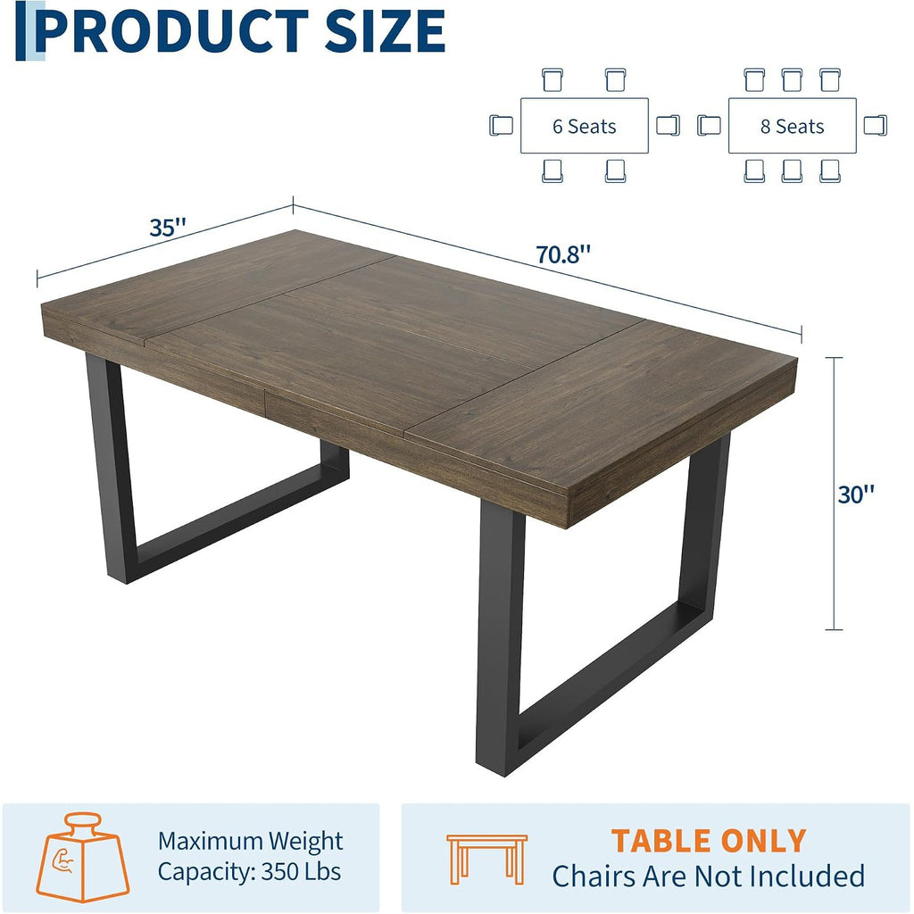 70 8 rustic farmhouse dining table 6 8 kitchen table metal - Temu