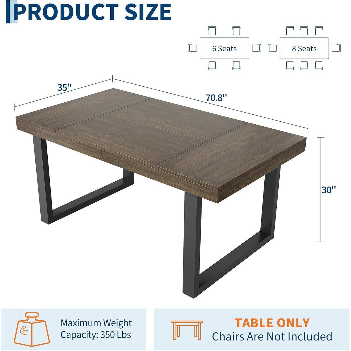 70 8 rustic farmhouse dining table 6 8 kitchen table metal - Temu