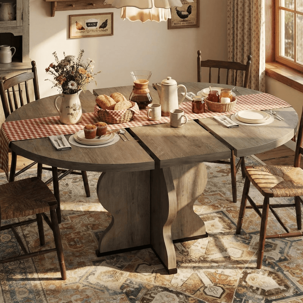 adjustable round dining table measuring 47 63 featuring a - Temu