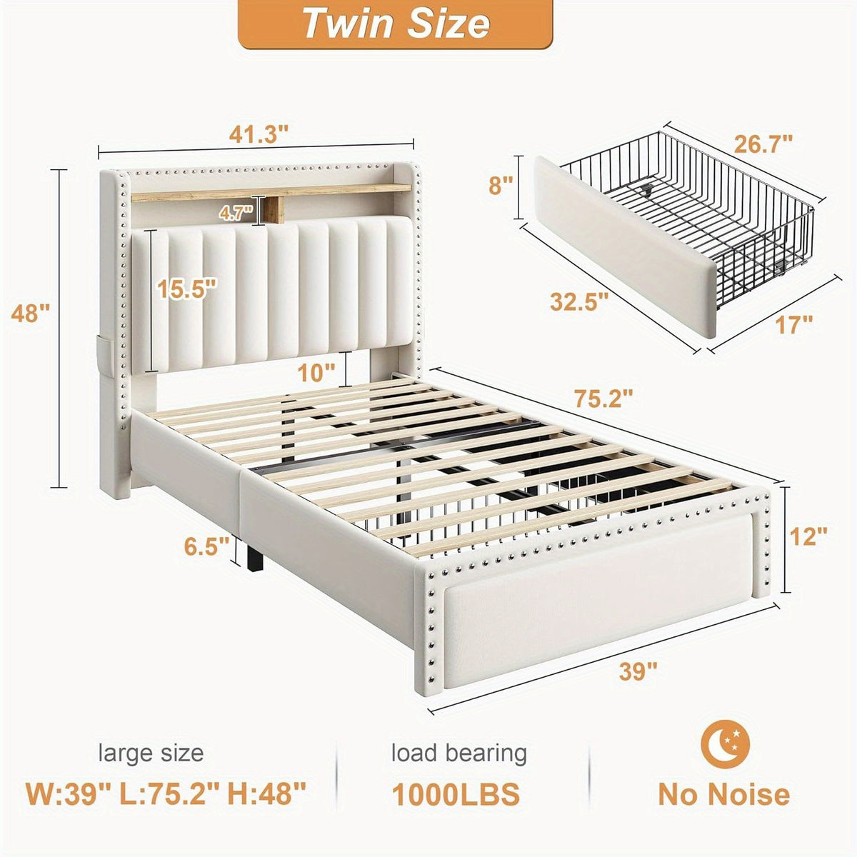 king size upholstered bed frame storage 2 tier headboard 2 - Temu