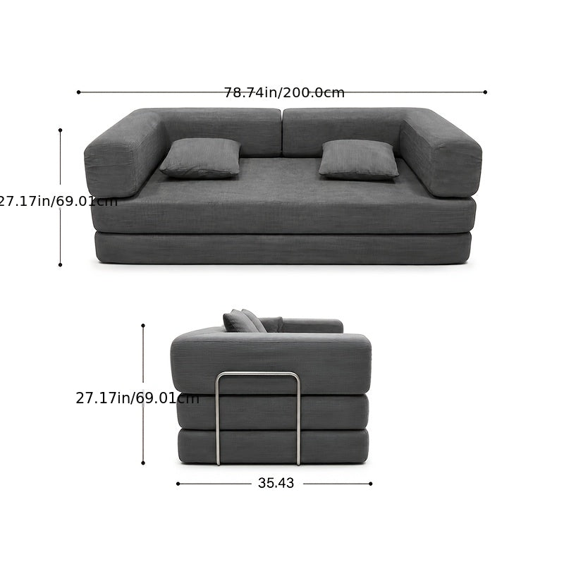 lazy corduroy convertible floor sofa bed pillow back armrest - Temu