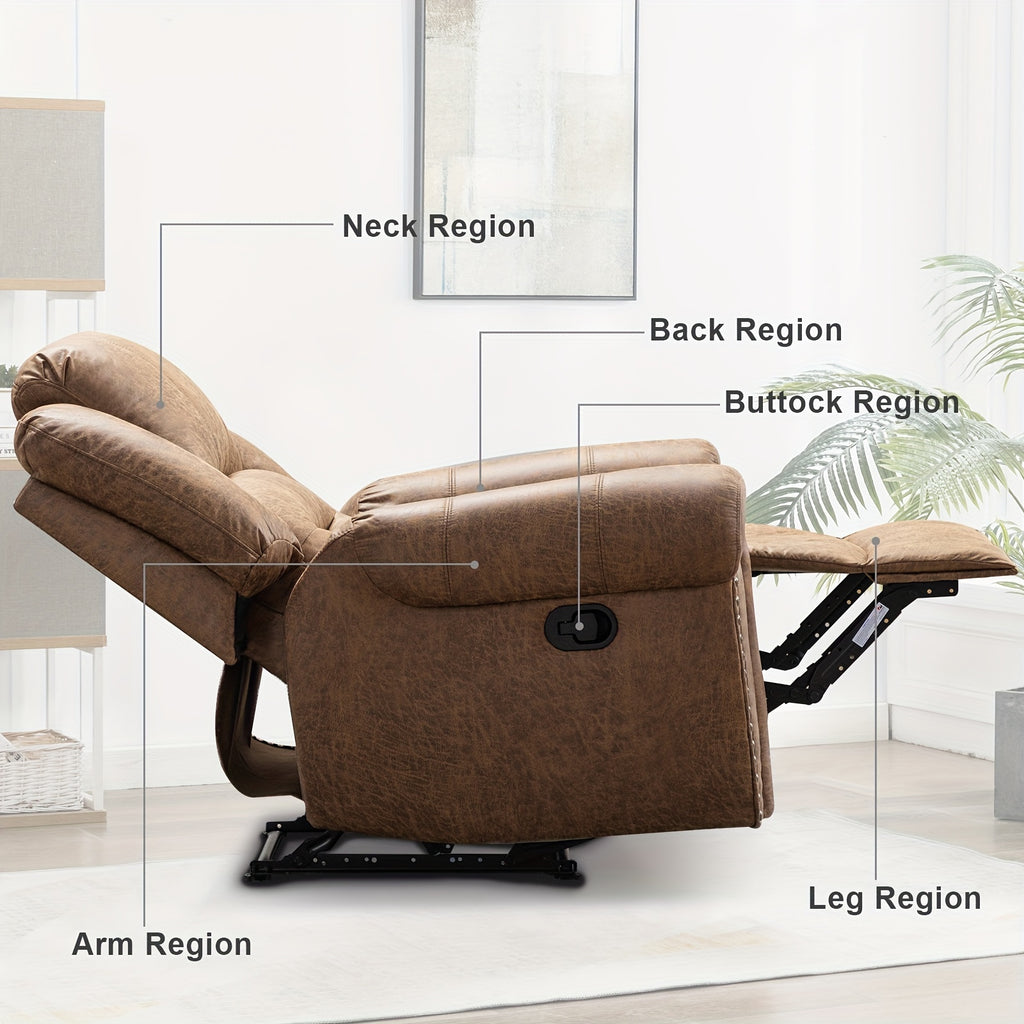 faux leather recliner chair classic traditional manual - Temu