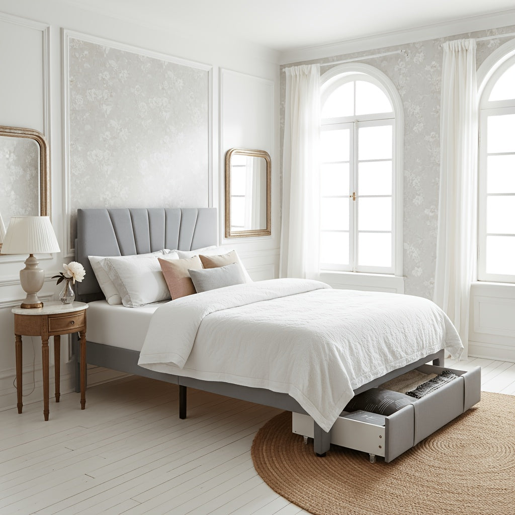 full size upholstered bed frame drawer modern - Temu