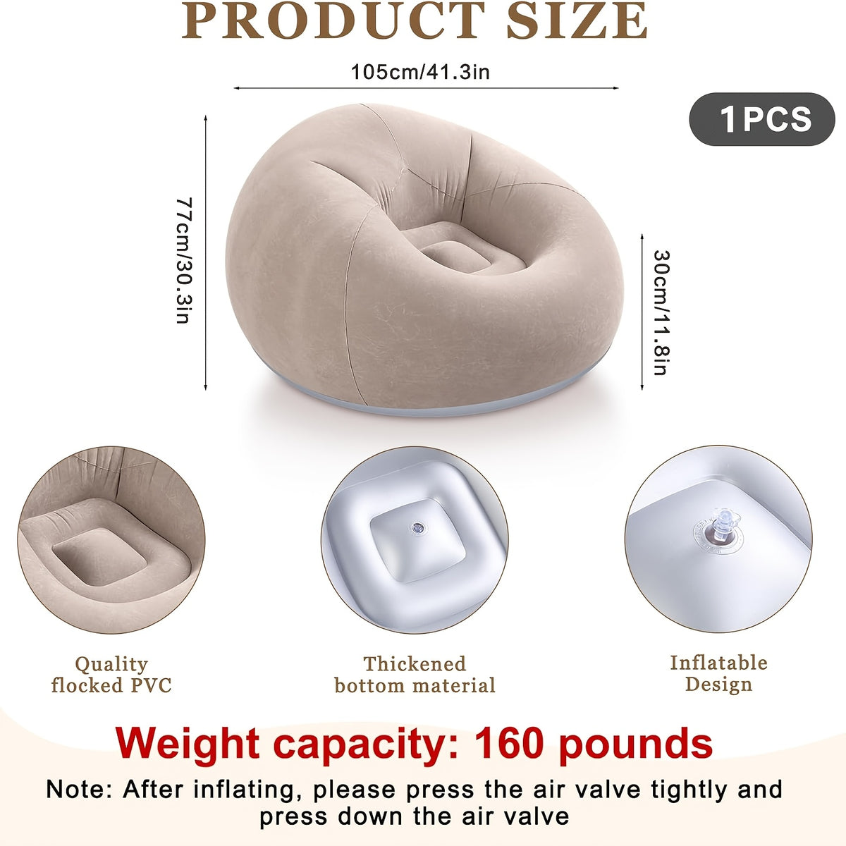 1pc soybean bag chair inflatable sofa chair soft comfortable - Temu