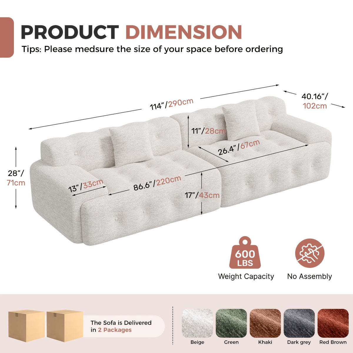 114 oversized 3 seater cloud couch modern boneless sofas - Temu