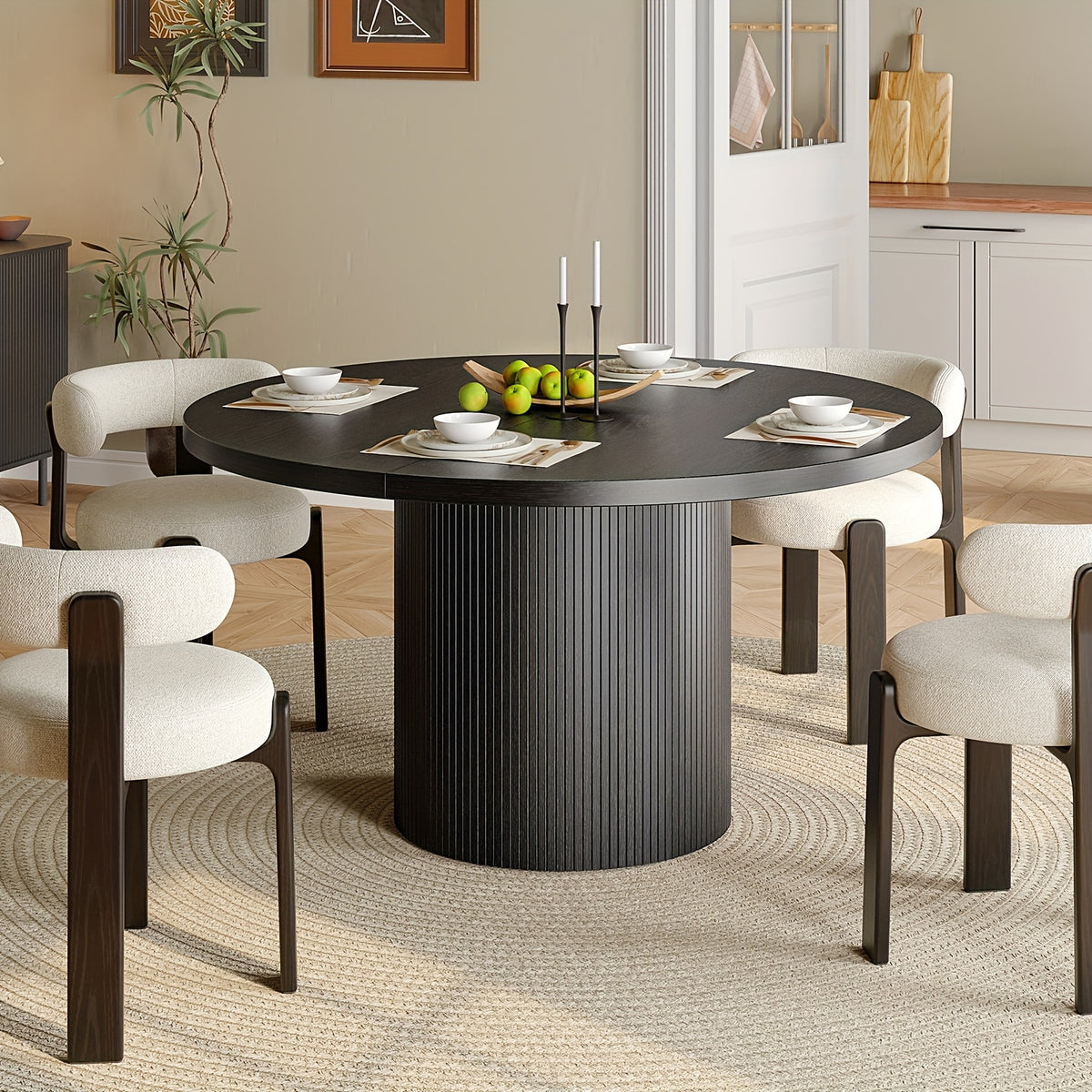 pazcasa 47 inch round dining table 4 circle kitchen table - Temu