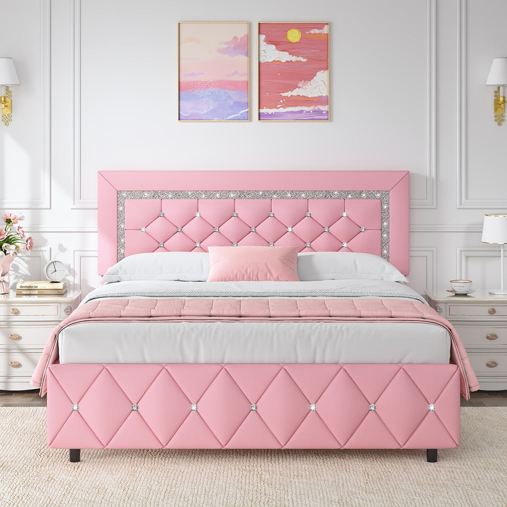 twin full queen king bed frame padded platform bed - Temu