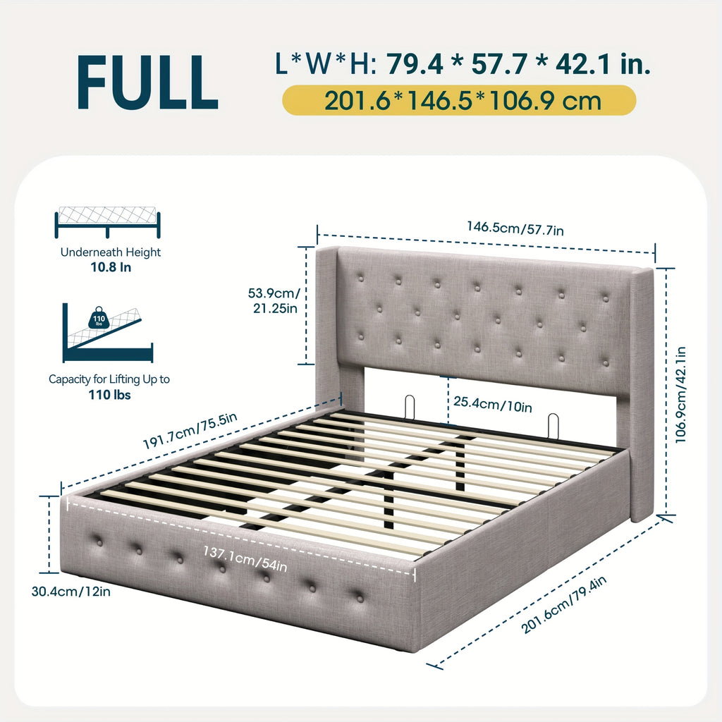 lift storage bed modern wingback upholstered - Temu