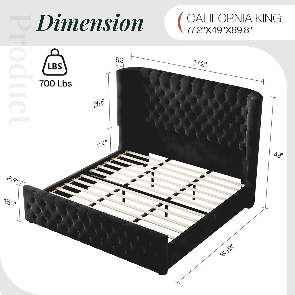 luxury upholstered platform bed frame 49 tall tufted - Temu
