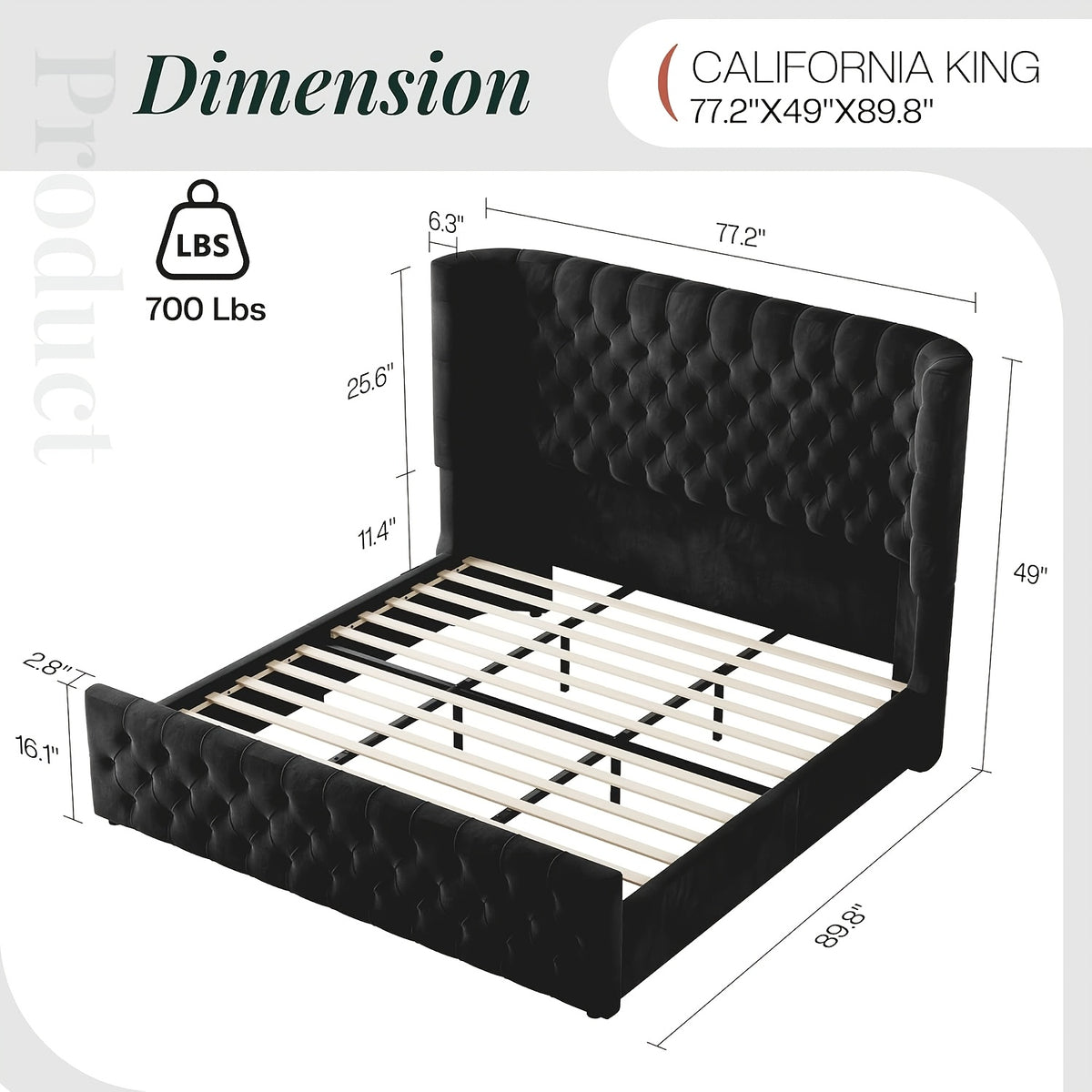 luxury upholstered platform bed frame 49 tall tufted - Temu