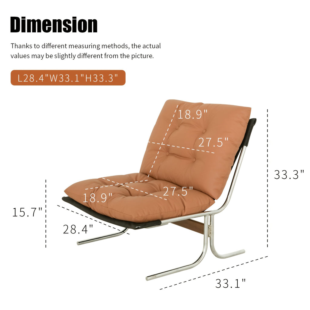 faux leather accent chair chrome metallegs armless modern - Temu