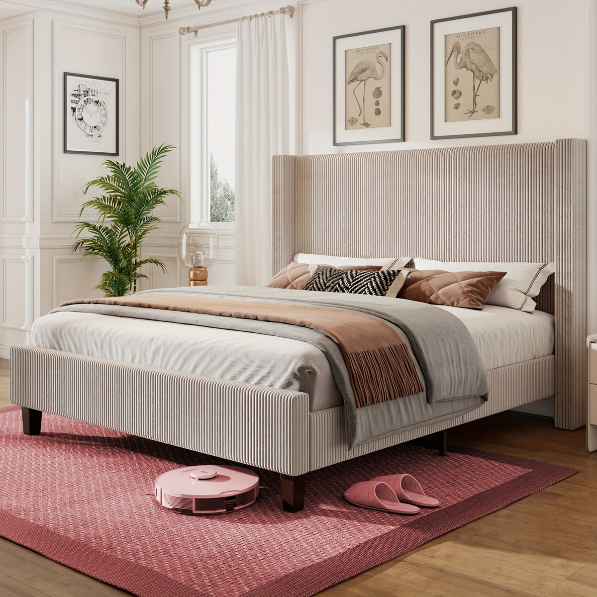 50 8 upholstered platform bed frame corduroy bed frame - Temu