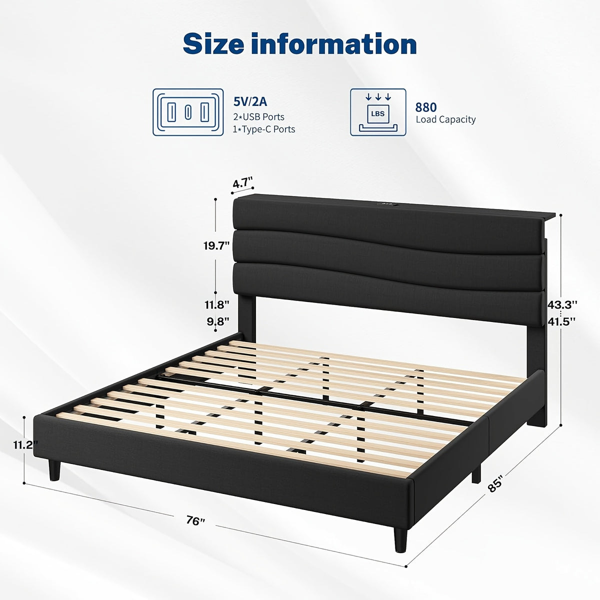 upholstered king queen full twin size bed frame - Temu